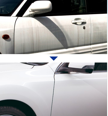 水垢汚れの例（高野口SS施工写真）