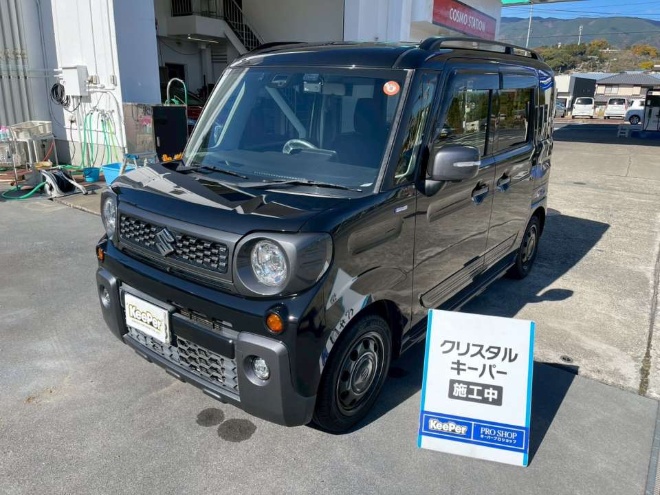 スズキ・スペーシアギア｜クリスタルキーパー施工事例｜黒色ボディに深いツヤと防汚性を実現