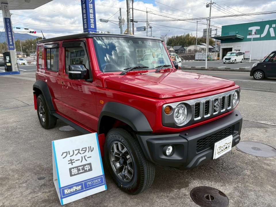 クリスタルキーパー・ホイールコーティング・フッ素ガラス全面施工｜スズキ ジムニー｜赤ボディの艶と防汚性を強化｜和歌山県橋本市
