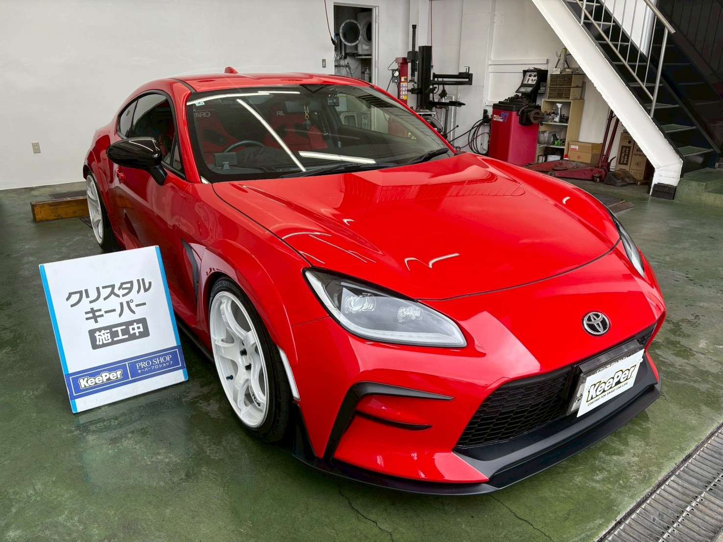 トヨタ 86｜クリスタルキーパー施工｜赤ボディがさらに映えるツヤと透明感｜和歌山県橋本市