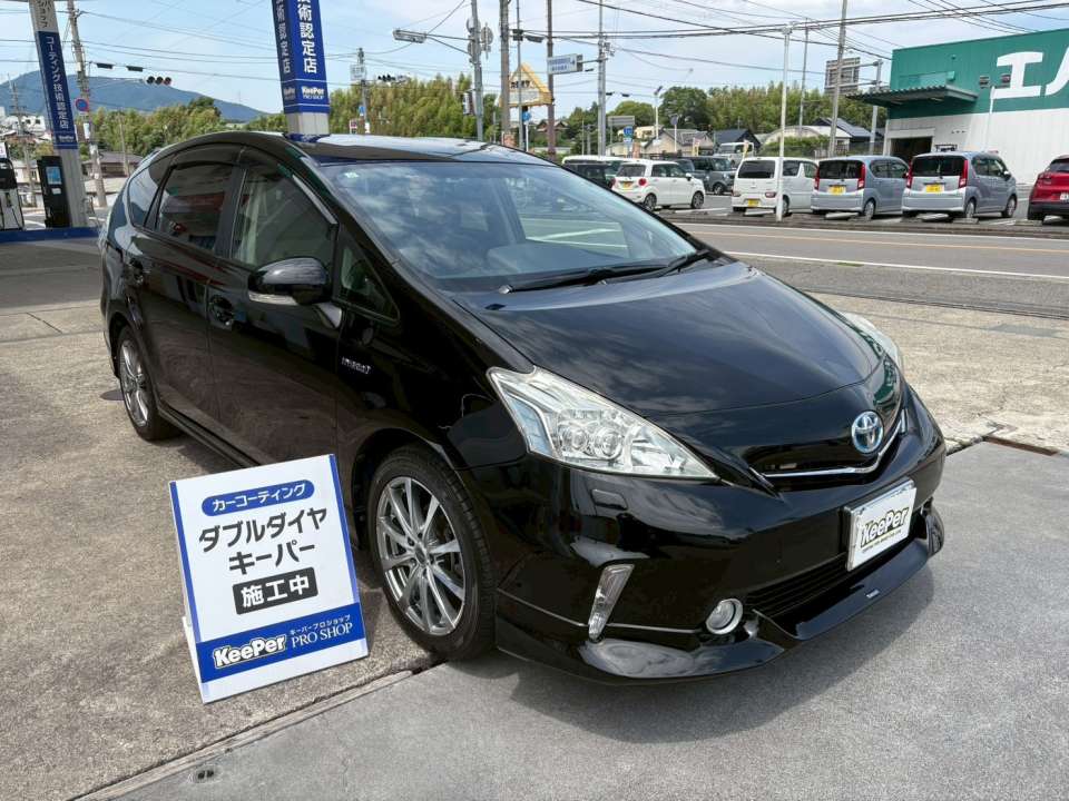 トヨタ プリウス WダイヤモンドキーパーBメンテナンス フッ素ガラス全面 ヘッドライトクリーン＆プロテクト レンズコーティング施工